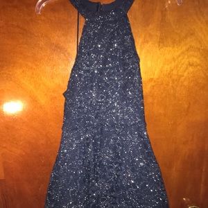 sparkly navy lace dress